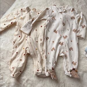 Carter's Beige and White Animal Print Footies